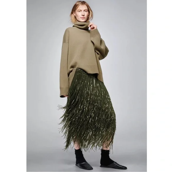 Zara ZW COLLECTION LIMITED EDITION FRINGED SEQUIN SKIRT - Picture 10 of 11